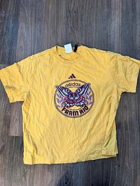 Adidas x FARM Rio Women's Butterfly Graphic T-Shirt Yellow Size 2XL